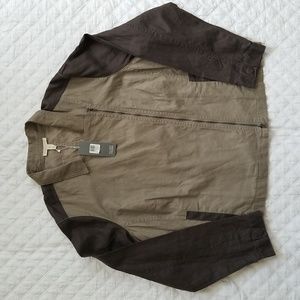 Eileen Fisher Two Tone Asymmetrical Womens Linen Jacket